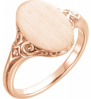 14K Rose 13x9 mm Oval Signet Ring - 51659103P