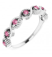 14K White Pink Tourmaline Stackable Ring - 720466014P
