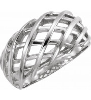 14K White 11 mm Latticework Dome Ring - 544525205P