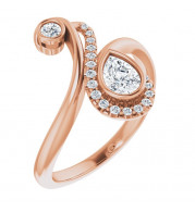 14K Rose 1/2 CTW Diamond Bezel-Set Bypass Ring - 123899607P