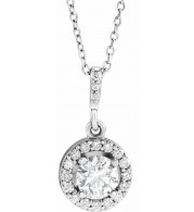 14K White 1/2 CTW Diamond Halo-Style 18 Necklace - 8530460000P