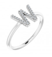 14K White .07 CTW Diamond Initial W Ring - 1238346110P