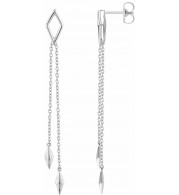 14K White Geometric Chain Earrings - 65233460000P