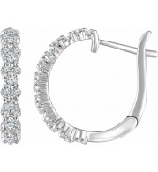 14K White 5/8 CTW Diamond Hoop Earrings - 65286060002P