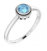 14K White Aquamarine March Birthstone Ring - 651609106P