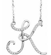 14K White 1/10 CTW Diamond Initial K 16 Necklace - 67399120P