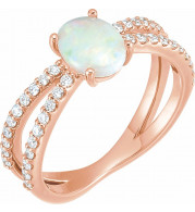 14K Rose Opal & 1/3 CTW Diamond Ring - 71934602P