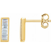 14K Yellow 1/3 CTW Diamond Baguette Bar Earrings - 65188660003P