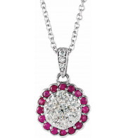 14K White Ruby & 1/3 CTW Diamond Necklace - 65201560000P
