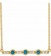 14K Yellow Turquoise & 1/8 CTW Diamond Bar 18 Necklace - 86817626P