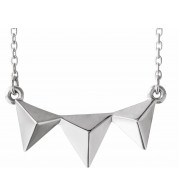 14K White Pyramid 16-18 Necklace - 86671600P
