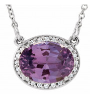 14K White Amethyst & .05 CTW Diamond 16.5 Necklace - 8590370008P