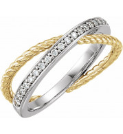 14K Yellow/White 1/5 CTW Diamond Criss-Cross Rope Ring - 1227536000P