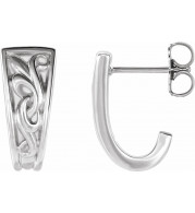 14K White Vintage-Inspired J-Hoop Earrings - 86732600P