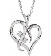 14K White .03 CTW Diamond Heart 18 Necklace - 60962251741P