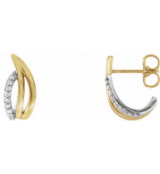 14K Yellow/White 1/10 CTW Diamond Freeform J-Hoop Earrings - 86523604P