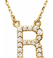 14K Yellow Initial R 1/8 CTW Diamond 16 Necklace - 67311143P