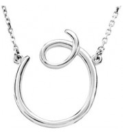 14K White Script Initial O 16 Necklace - 84635217P
