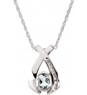 14K White 7x5 mm Oval Aquamarine & .08 CTW Diamond 18 Necklace - 6904564911P