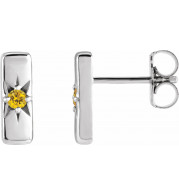 14K White Yellow Sapphire Starburst Bar Earrings - 87144604P