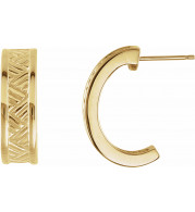 14K Yellow 19.5x6 mm Patterned J-Hoop Earrings - 82296605P