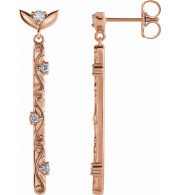 14K Rose 1/8 CTW Diamond Vintage-Inspired Dangle Earrings - 87044602P