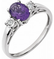 14K White Amethyst & .04 CTW Diamond Ring - 651544101P