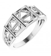 14K White Stackable Lattice Ring - 52019101P