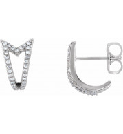 14K White 1/6 CTW Diamond Geometric J-Hoop Earrings - 86479600P