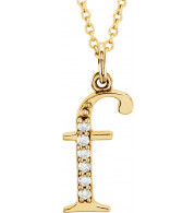 14K Yellow .03 CTW Diamond Lowercase Initial f 16 Necklace - 8580360016P