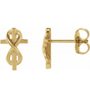 14K Yellow Infinity-Inspired Cross Earrings - 86779601P