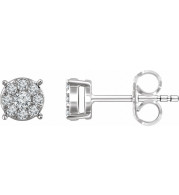 14K White 1/4 CTW Diamond Cluster Stud Earrings - 65296960001P
