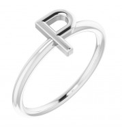 14K White Initial P Ring - 51895191P