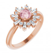 14K Rose 5 mm Round Pink Morganite & 3/8 CTW Diamond Ring - 720866012P