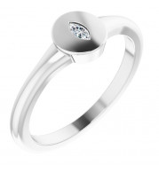 14K White .05 CT Diamond Signet Ring - 124356101P