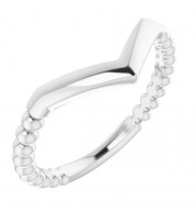 14K White Stackable Beaded V Ring - 51736101P