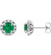 14K White Emerald & 1/5 CTW Diamond Earrings - 869716015P