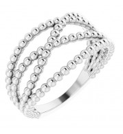 14K White Beaded Criss-Cross Ring - 51674600P
