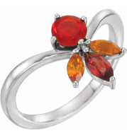 14K White Multi-Gemstone Ring - 72045600P