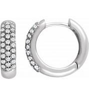 14K White 1/2 CTW Diamond Pavu00e9 Hoop Earrings - 6715060001P