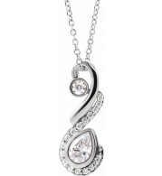 14K White 1/2 CTW Diamond Freeform 16-18 Necklace - 86926615P