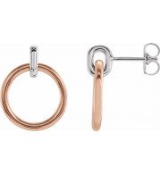 14K White & Rose Circle Dangle Earrings - 87056604P