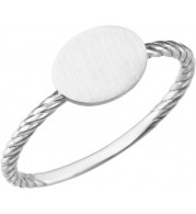 14K White Oval Engravable Rope Ring - 514041002P