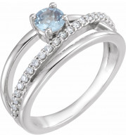 14K White Aquamarine & 1/4 CTW Diamond Ring - 71919600P