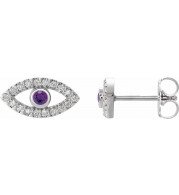 14K White Amethyst & White Sapphire Earrings - 86884624P