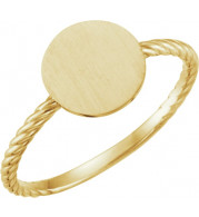 14K Yellow Round Engravable Rope Ring - 514011001P