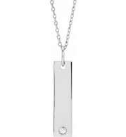 14K White .03 CT Diamond Bar 16-18 Necklace - 86597616P