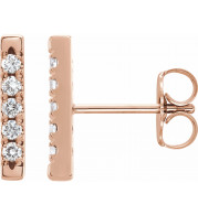 14K Rose 1/8 CTW Diamond French-Set Bar Earrings - 87066602P