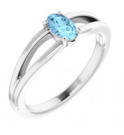14K White Aquamarine Youth Solitaire Ring - 19401605P
