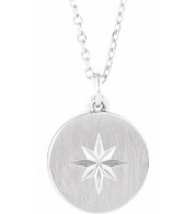 14K White Starburst Disc 16-18 Necklace - 86649600P